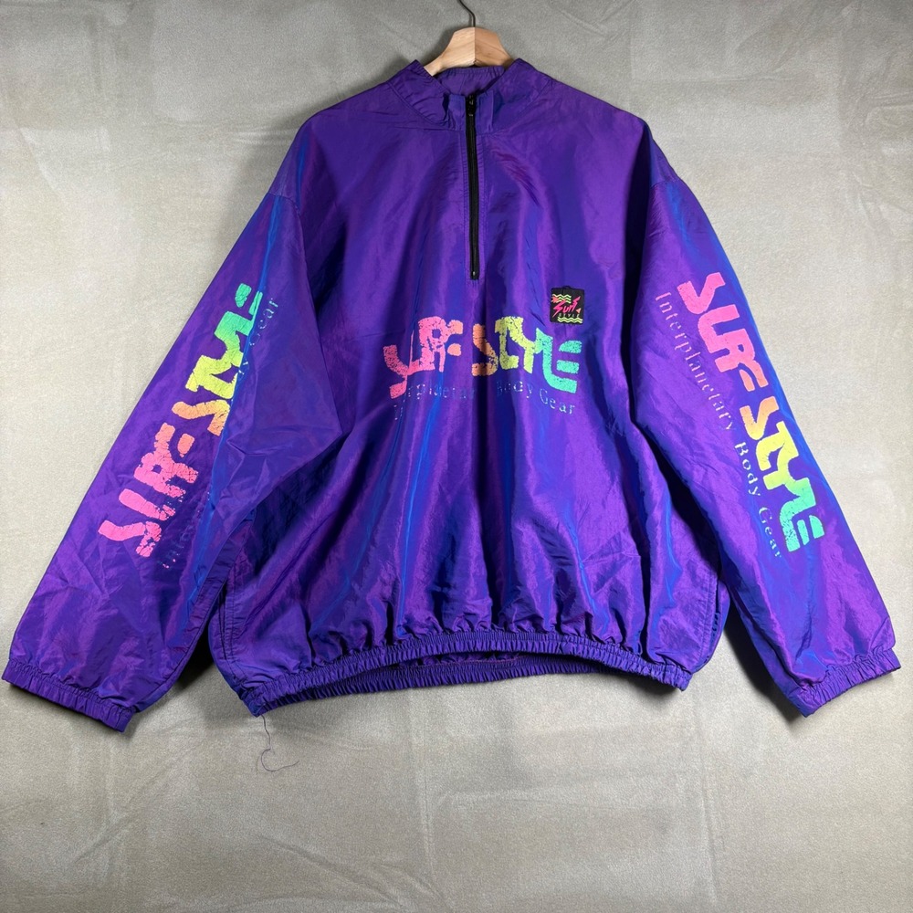 Vintage 90s Surf Style Interplanetary Body Gear Iridescent Windbreaker Purple